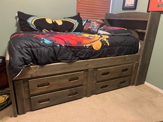 Twin size captains bed with mattress