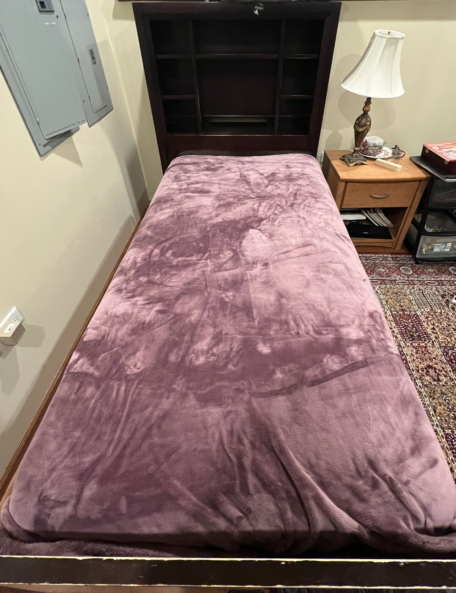 Solid Wood - Twin Bed With Attached Hutch (storage) - 2 Available and Solid Wood Desk - 1 Available
