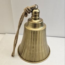 Gold Anchor Ship Bell – Nautical Door Bell Wall Decor w/ Rope