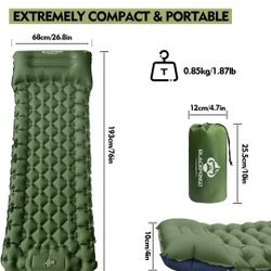 Camping Sleeping Pad, Ultralight Camping Mat with Pillow Built-in Foot Pump Inflatable Sleeping Pads Compact for Camping Backpacking Hiking Traveling