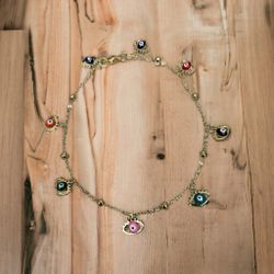 Gold Plated Multi Color Eyes anklet 