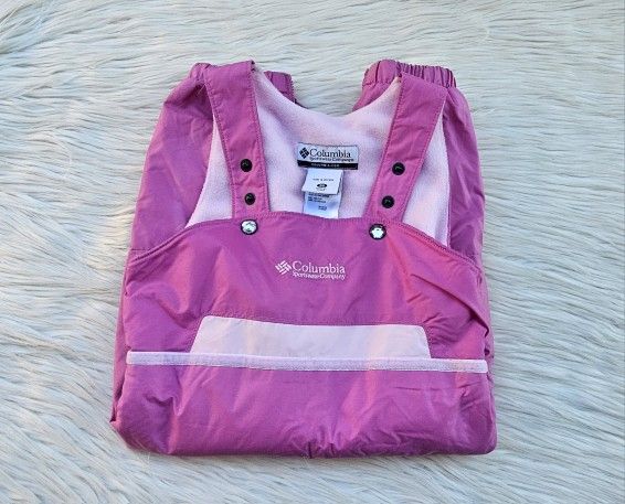 Columbia Pink Ski Snow Bib Overalls Fleece Lined Legs Zip Size 24M