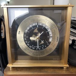SEIKO Bespoke Quartz WORLD CLOCK  International Date Line Flying Airplane 8.5ʺ
