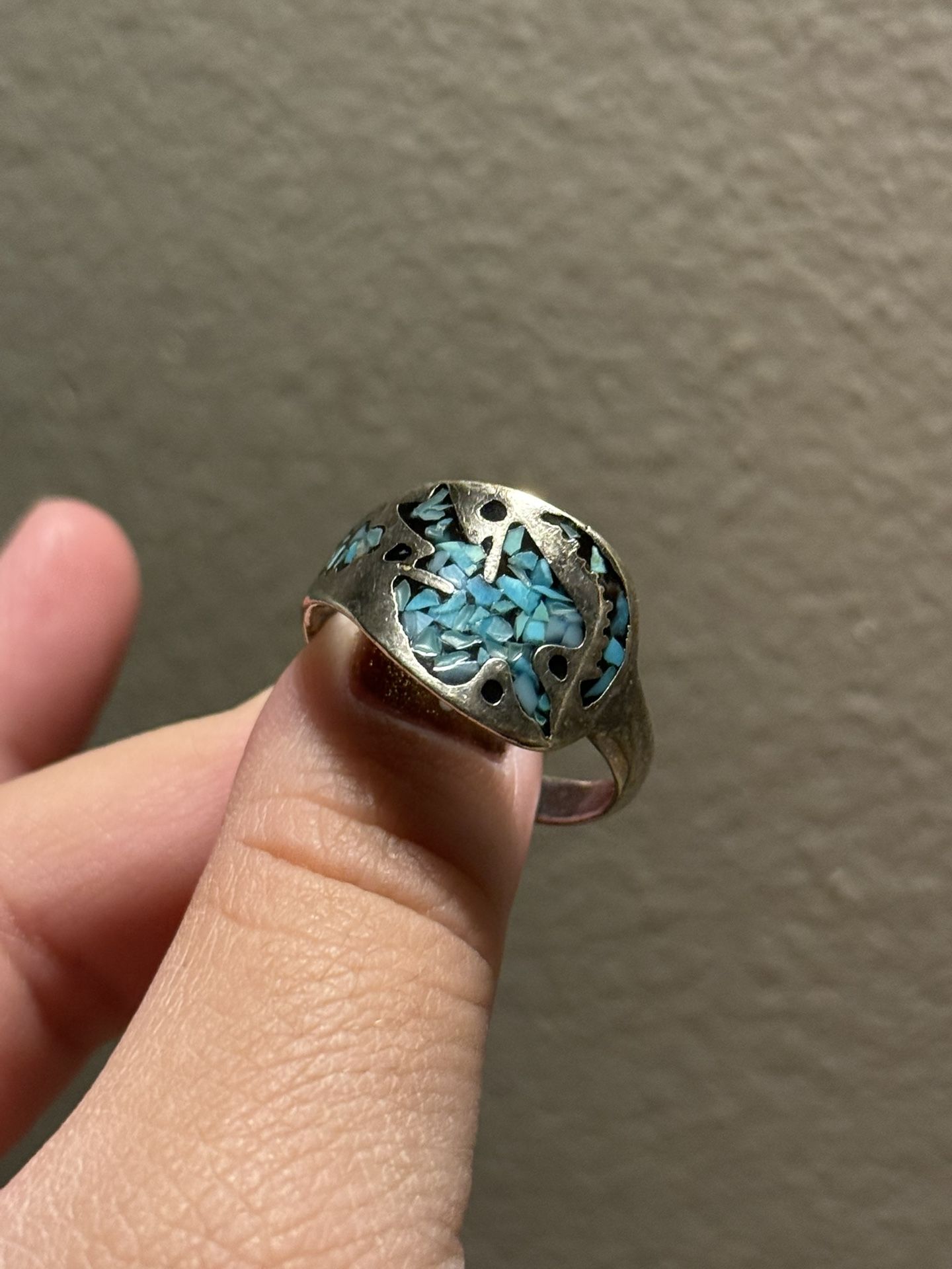 Silver turquoise ring size 11