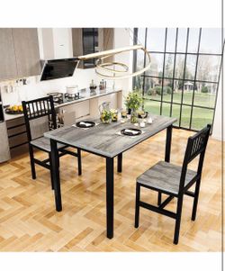 Piece Dining Table Set for 2, Small Wooden Kitchen Table Set with Chairs, Space Saving Breakfast Nook Table and Chairs Set of 2, Modern Dinette Set fo
