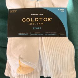 Size 12-16   6 Pair   tube Socks GOLD TOE 