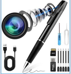 Mini Camera Pen 1080P Full HD Video Recorder with 64GB Card, USB Charging, Security Surveillance Camera