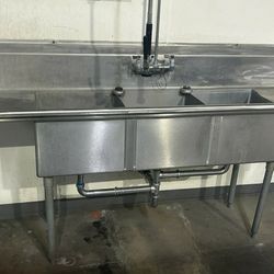 Stainless Steel Three Compartment Sink