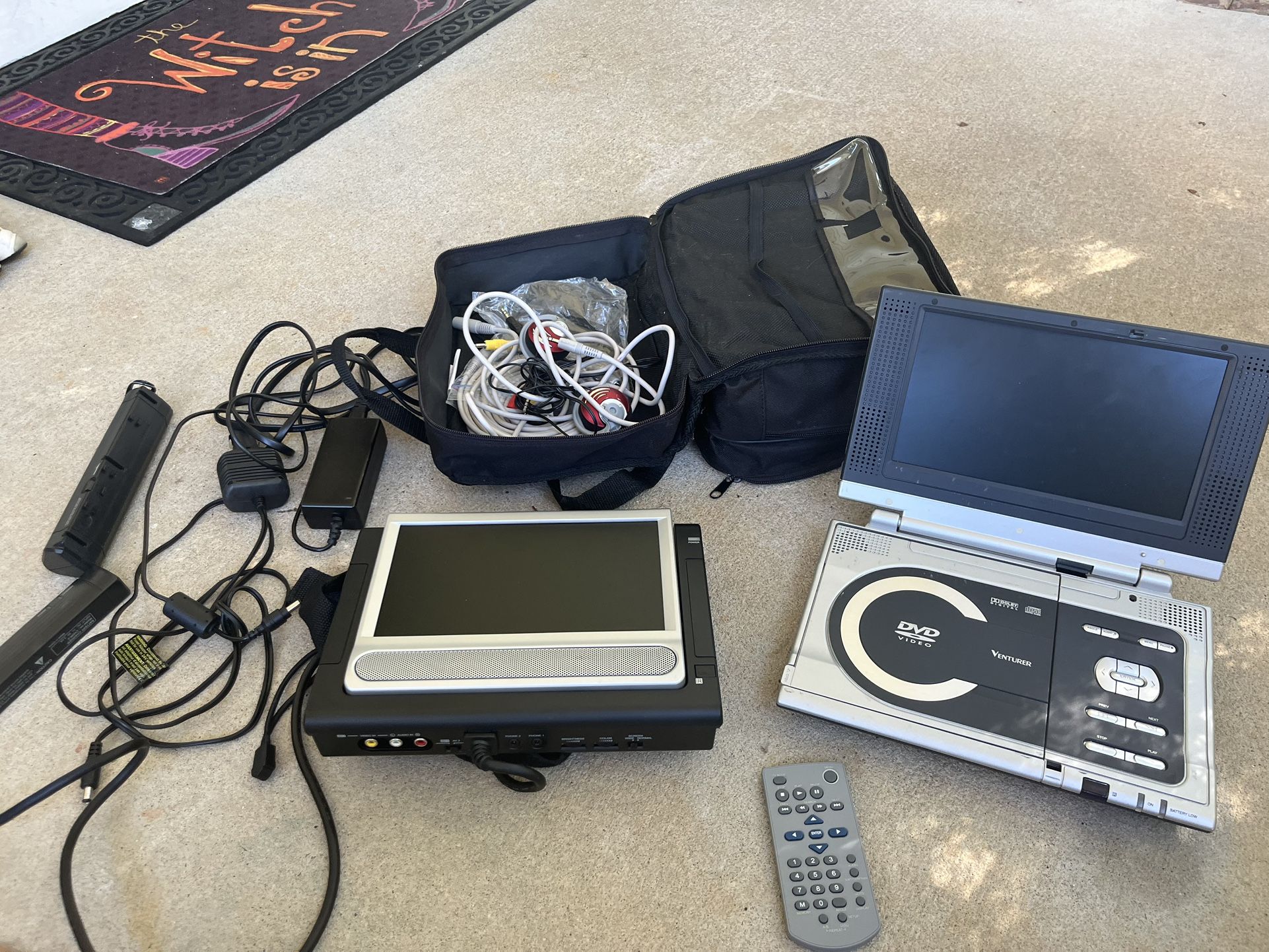 Portable DVD player with second screen for headrest with all attachments and remote control