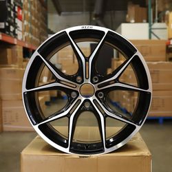 New Set of 19" Inch Rizo Beta Style Staggered Wheels 19x8.5/9.5 5x112 +35 Black Silver Rims