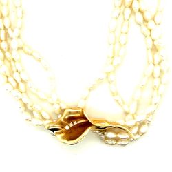 Victoria DuPont 14k Gold Diamond Calla Lily Brooch/ Pearl Necklace