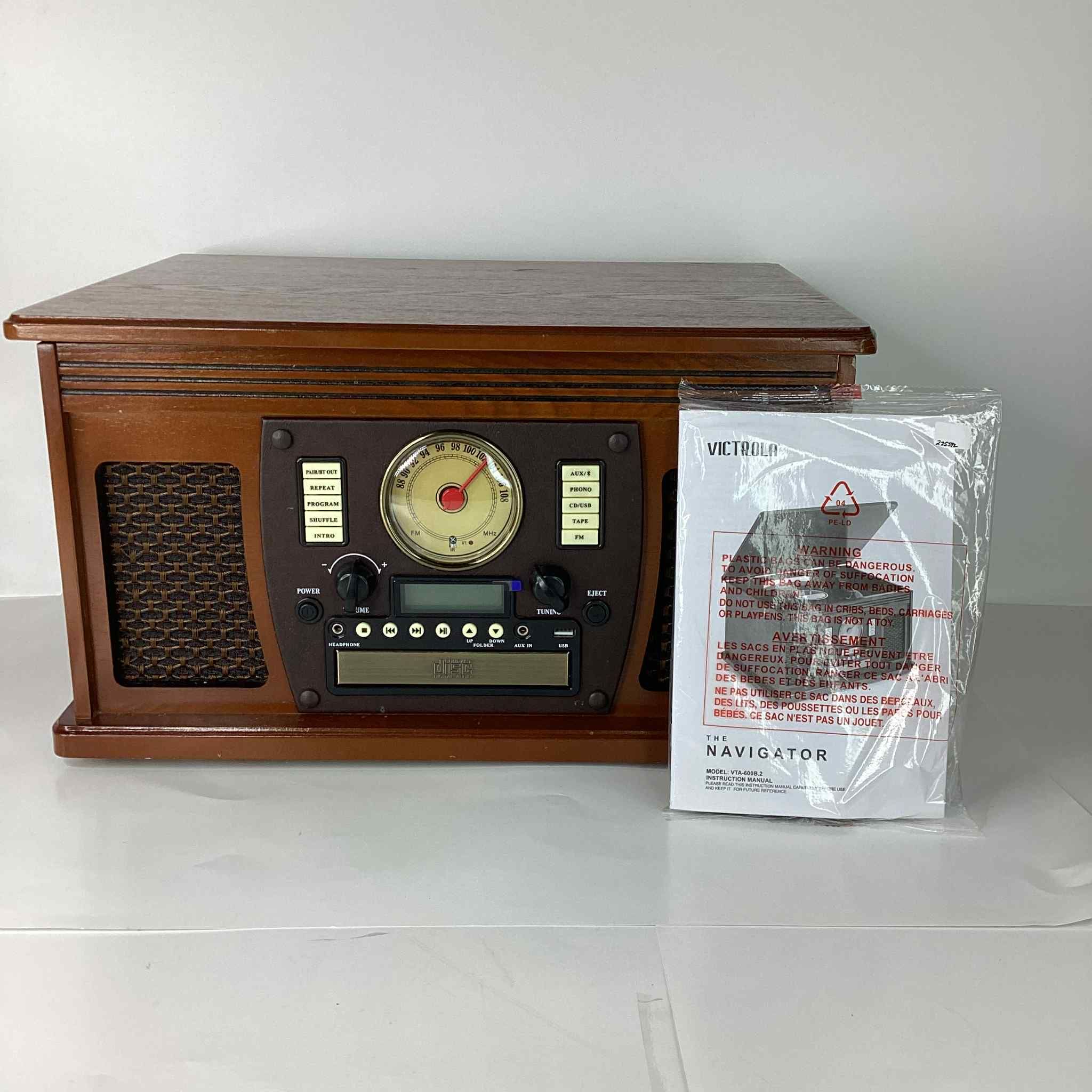 Victrola - The Navigator - 8-in-1 Mahogany Wood Record Player