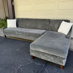 Gray Mid-Century Modern Sectional Couch Sofa