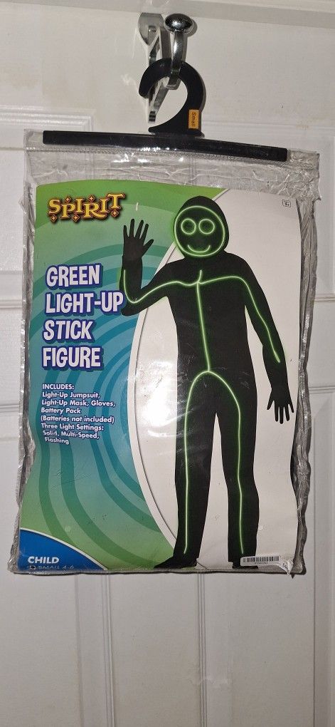 Spirit Halloween Green Light Up Stick Figure Child Costume