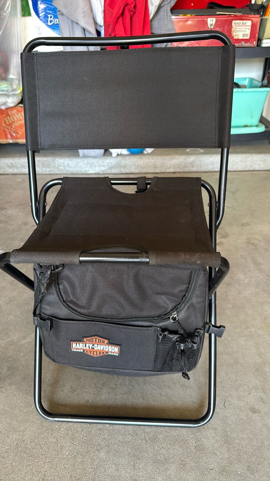 Harley Davidson Folding Chair With Insulated Cooler 