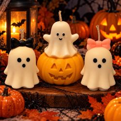 Halloween Ghost and Pumpkin Candles