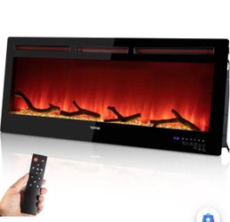 VEVOR Electric Fireplace Linear Fireplace 50'' Wall Mount/Flush Control Voice Control