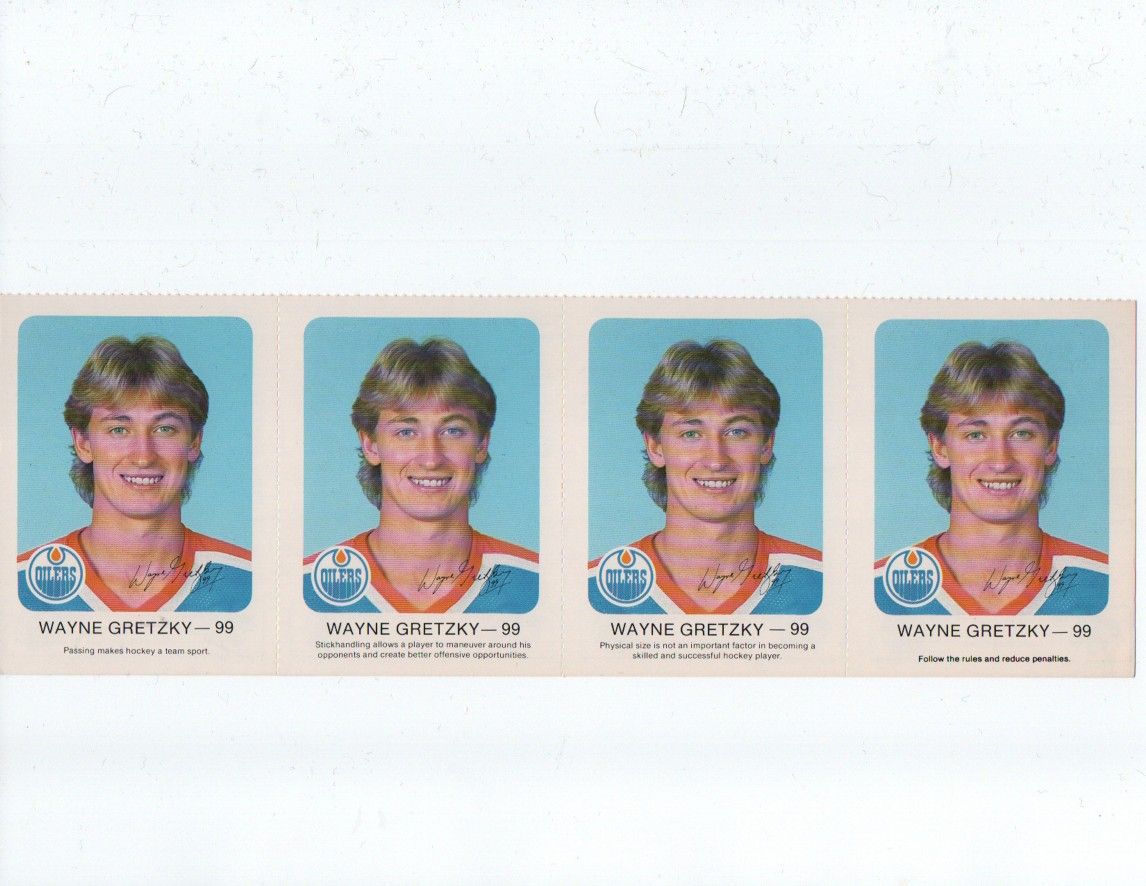 1984 WAYNE GRETZKY Edmonton Oilers Red Rooster 4 Card Uncut Sheet