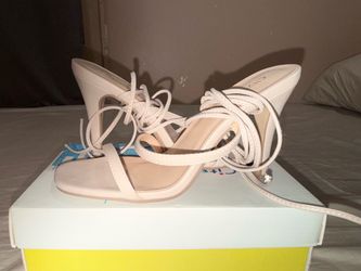 Nude ankle strap heels