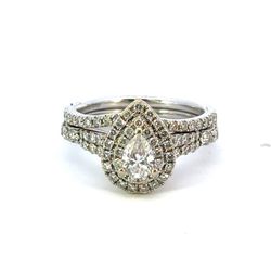 Woman’s Ladies 14k Enchanted Disney Ariel 1 CT. T.W. Pear Shaped Diamond Double Frame Shell Engagement Ring With Matching Band Size 6.5 GP3101714