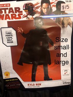 NEW Kylo Ren Star Wars Halloween Costume size small and large (kids)