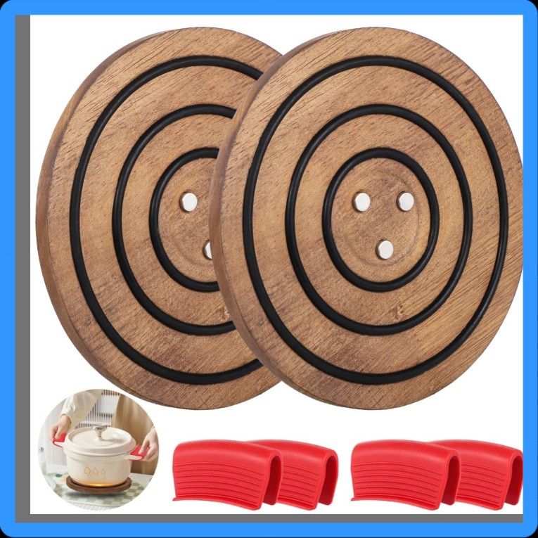2 Pcs Magnetic Wooden Trivet,