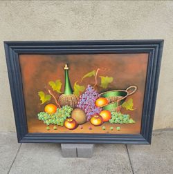 Fruit Oil Painting Canvas Wood Frame 41" x 29"