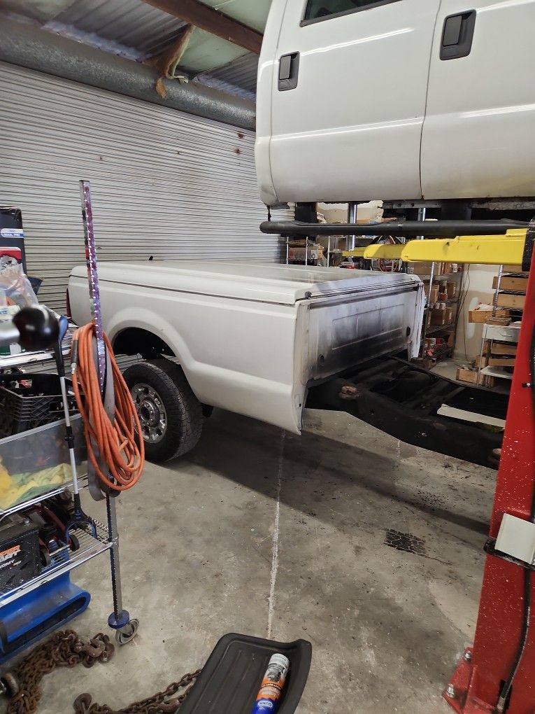 White Ford Long Bed Cover