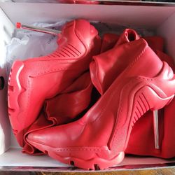 Azalea Wang Red High Heel Boots Size 6.5