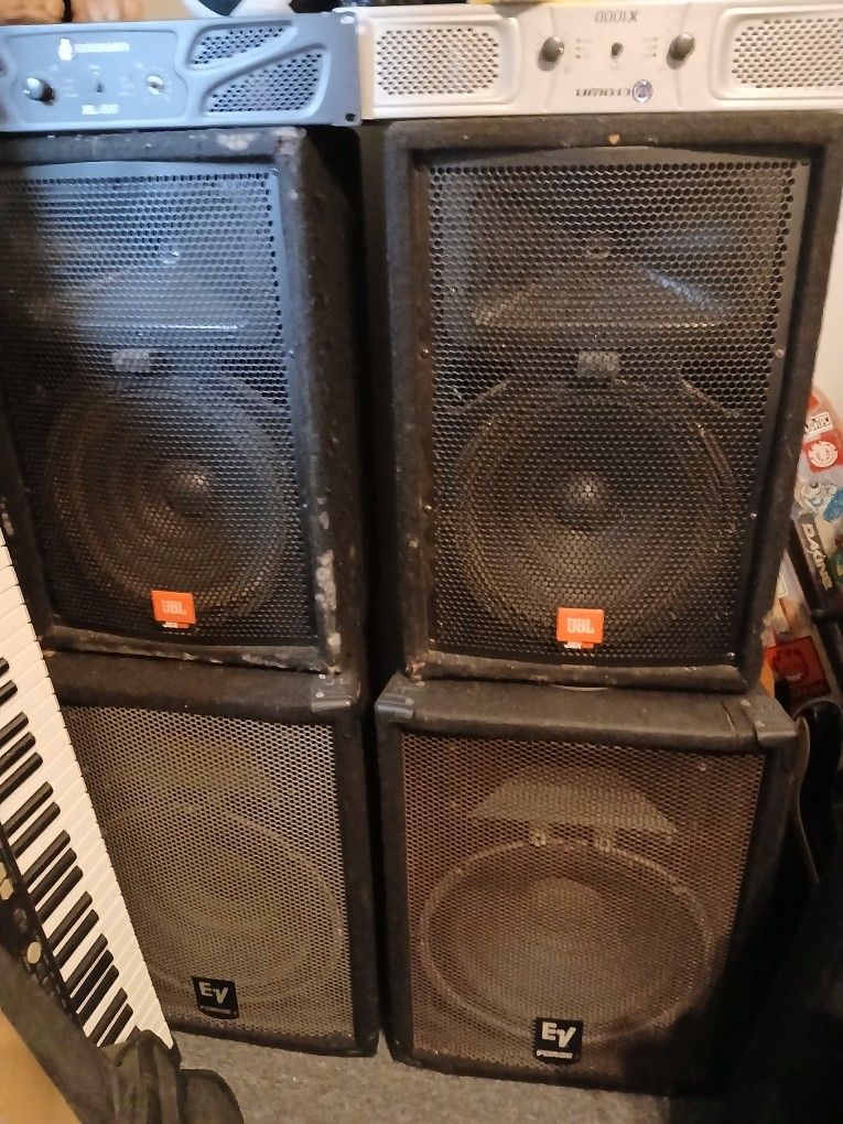 JBL and EV Force Monitors with Amps