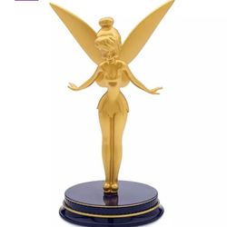 Disney Parks WDW 50th Celebration Peter Pan Tinker Bell Golden Statue With Box