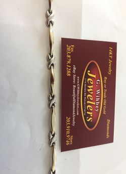 14 Kt real gold ,2 Tone 7" bracelet