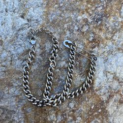 Cute Silver Metal  Chunky Safety Pin Choker Necklace Mod  