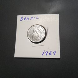 1967 Brasil 5 Centavos Coin 