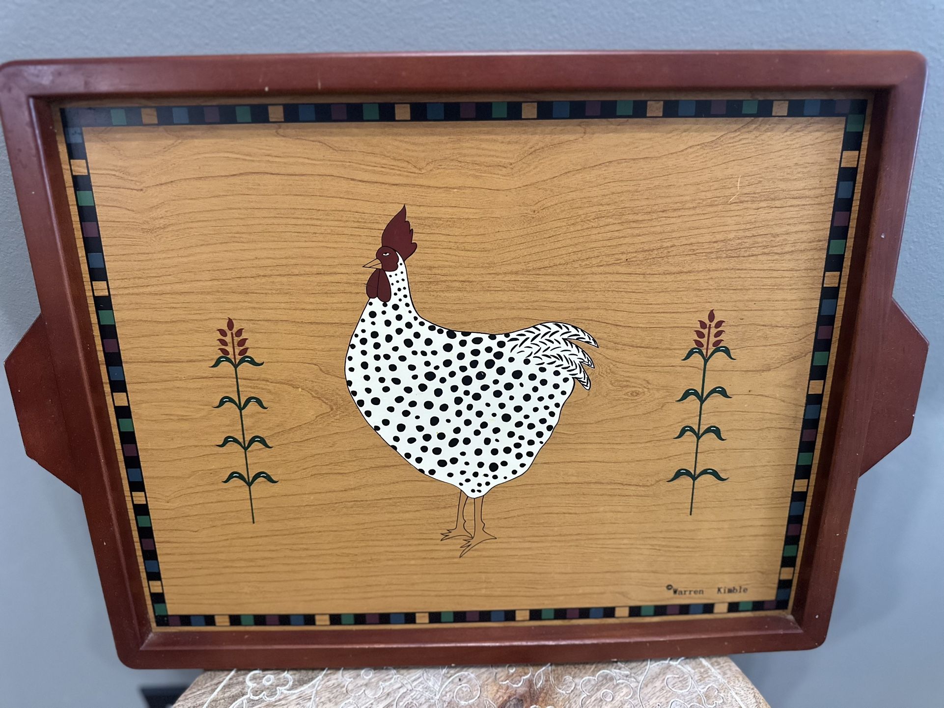Warren Kimble Rooster Tray