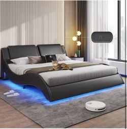 Black Faux Leather Queen Size Bed Frame