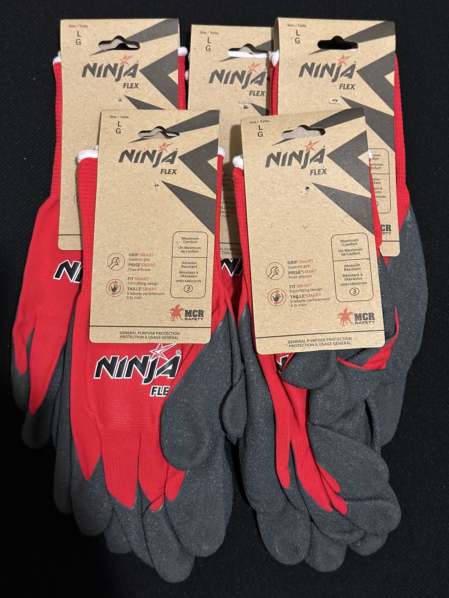 MCR Safety Ninja® Flex Latex Coated Palm N Fingertip Gloves N9680L Large