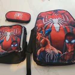 New 3pc Set Spider-Man Backpack 