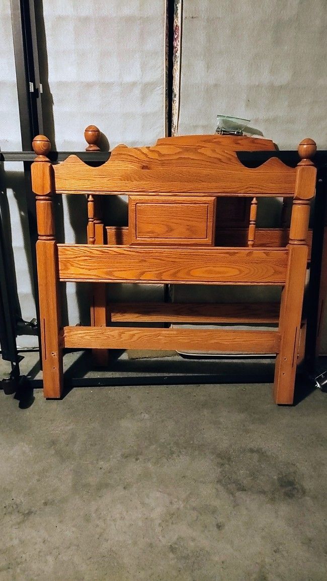 Two Solid Oak Twin Head Boards