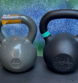 60LB. = $90  &  70LB. = $100  KETTLEBELLS •  I Also Have  KETTLEBELLS OF  53s 50s 45s 40s 35s 33s 30s 29s 30s 25s 20s 18s 15s 10s  
 &  Dumbbells plat