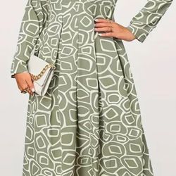 Allover Print Button Front Dress
