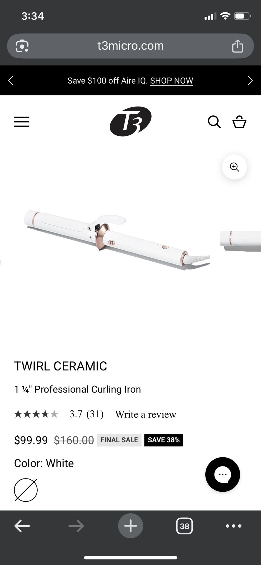 T3 Professional Curling Iron LIKE NEW 