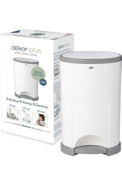 Diaper Dekor Plus Hands-Free Diaper Pail | White | Easiest to Use | Just Step–Drop–Done | Doesn’t Absorb Odors | 20 Second Bag Change | Most Economica