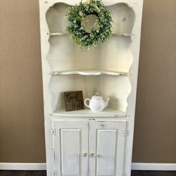 ❤️ farmhouse corner cabinet shelves console bookshelf china hall entryway 