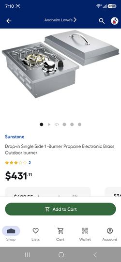 Drop in single 1 buner propane eletronic brassoudoor buner