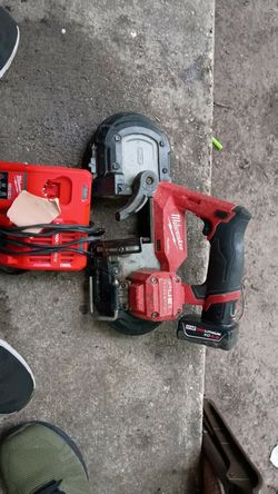 Milwaukee band saw with battery and charger