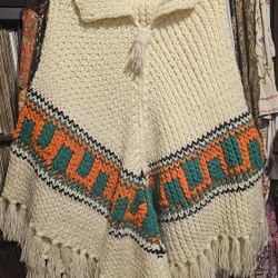 Vintage Crochet Poncho - One Size Fits All