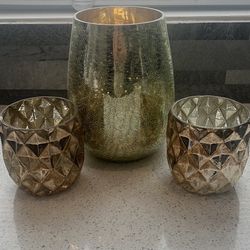 Distressed Glass Candle Holder/house Decor 