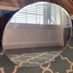 Vintage Round Frameless Beveled Edge Wall Mirror 