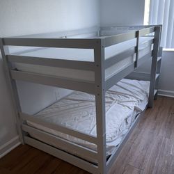 Twin Over Twin Bunk Bed With Mattress 